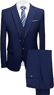 [Maiyifu-GJ] Men's 3 Piece Business Suit Slim Fit Notched Lapel One Button Jacket Vest Pants Set Casual Elegant Tuxedo Sets
