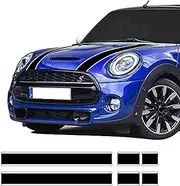 Car Styling Hood Bonnet Stripes Sticker Trunk Rear Engine Cover Vinyl Decal Stickers for Mini Cooper R56 R57 F55 F56 Accessories (Black-White)