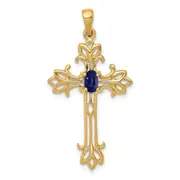 14k 5x3mm Oval Sapphire cross Pendant