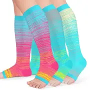 3 Pairs Plus Size Open Toe Compression Socks for Women & Men Circulation 15-2...