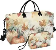 [ZRYSMY] Duffel Bag for Traveling, Harvest Pumpkins Autumn Travel Bag Gym Bag, with Multiple Interior Pockets Shoulder Weekender Bag for Women Men with Toiletry Bag 20.5L x 1.9W x 13.8H, Multi-Colored