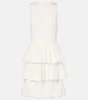 [Zimmermann] Zimmermann Crush Ruffled tiered knitted minidress AU 14 white