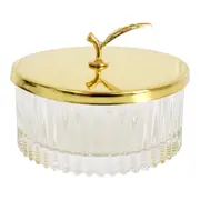 Glass 10cm Jewellery Stem Trinket w/ Lid Round Home Decorative Storage Clear