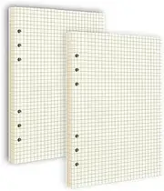Ginddy A5 6-Hole Quad Grid Refill Paper - 2 Pack 80 Sheets Each 4x4 Graph Paper for 6-Ring Binders Business Trip School & Office Use (20.5x14.2cm,Beige)
