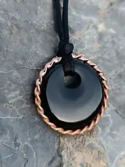 Tensor Ring Straight Line Cubit 333 Mhz Black Brown Agate Stone Pendant