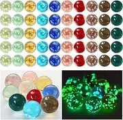 Skylety 50 Pieces Handmade Glass Marbles, Marbles Glow in The Dark, Colorful Glass Marbles for Boys and Girls Marble Games, DIY and Home Decoration, 10 Colors