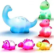 Dinosaur Bath Toys ,6 Packs Light-Up Floating Bathtub Shower Toys Set Pool Water Bath Toys for Baby Toddlers Kids Preschool Boys Girls,Great Gift for Holiday Christmas Birthday