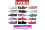 2 x Womens Zapatillas Canvas Shoes Slip On Flats Loafers Assorted Colours