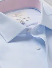 Hawes & Curtis Non-Iron Blue & White Pick And Pick Classic Shirt | Contrast Detail & Breast Pocket Size: 18" collar, 38" sleeve