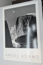 Ansel Adams Moon Half Dome Yosemite Lithograph Art Print 35x24 1997 Gardner NOS
