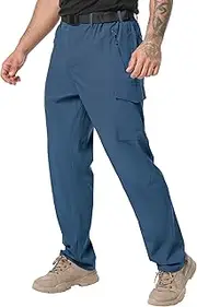 [NATUVENIX] Hiking Pants for Men Water Resistant Mens Quick Dry Travel Pants Lightweight Fishing Pants Men Work Stretch