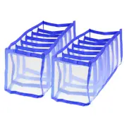 2 Pack Wardrobe Clothes Organizer, Jeans Compartment Storage Box, Blue