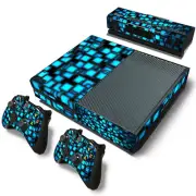 3D Blue Cube Design Decal Skin For XBOX ONE Console 2 Controller &Kinect Sticker