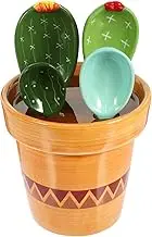 UTHCLO Ceramic Cactus Design Measuring Spoon Set 5 Piece Baking Tool Milk Powder Sugar Scoop Portable Kitchen Utensil