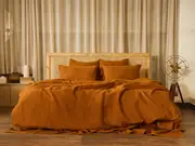 Cinnamon Linen Duvet Set - 100% French Flax Linen, King / Cinnamon