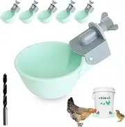 Automatic Chicken Waterer Cups - Anti-Leak System, Holds 50% More Water, Suitable for Chicks, Duck, Quail, Turkey (Green, 6 Cups)