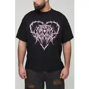 Mens Black Plus Oversized Bullet for My Valentine License Print T-Shirt