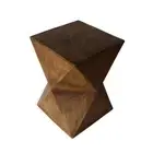 Noble House Accent Table 12.5" Square Twisting Edges Lightweight Concrete Brown