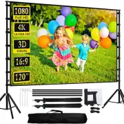 Projector Screen and Stand, 120-Inch Portable Indoor Outdoor Projection Scree...