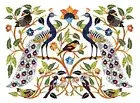 Pair of Peacock Pattern Inlay Work Dining Table Top White Marble Wall Decor