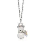Sterling Silver Landstrom'S Mt. Rushmore Black Hills 12K Gold Accents Imitation Pearl Snowman 18 Inch Spring Ring Clasp Necklace