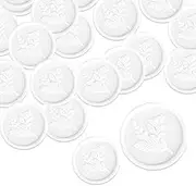 Grevosea 50 Pieces Wax Seal Stickers White Envelope Seal Stickers Adhesive Dots for Wax Seal, Olive Branch Embossed Seals Vintage Wedding Invitation Stickers for Birthday Christmas Party Supply White