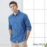 在飛比找momo購物網優惠-【NAUTICA】男裝立挺小格紋長袖襯衫(藍色)