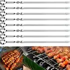 12x BBQ Metal Skewers Stainless Steel Flat Needle Barbecue Tools Kebab Stick AU