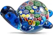 EUSTUMA Hand Blown Glass Sea Turtle Figurines Paperweight,Sea Animal Ornament for Home Decor,Sea Animals Collection for Birthday Gift,Glass Tortoise Sculpture
