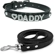 YES DADDY Choker Collar and Leash - Set Daddy Dom DDLG/ABDL Leather (Black)