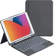 QUARK for iPad 9th Generation Case with Keyboard, Multi-Touch Trackpad, 7-Color Backlight, Detachable Magnetic Keyboard with Pencil Holder for iPad 9th/8th/7th Gen 10.2-inch (Grey)