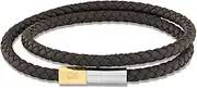 [Calvin Klein] Calvin Kein Klein Industrial Facets Collection Men's Bracelet with Braided Leather in Double Loop - Available in Green, Brown and Black, One size, Leather, No gemstone