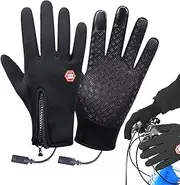 [Generic] Electric Heated Gloves -Rechargeable Hand Warmer Touchscreen Heated Mittens - Windproof Portable Heated Gloves Heating Gloves for Indoor Outdoor Skiing Running