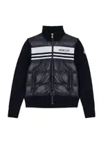 Moncler Kids Logo Shell and Wool Cardigan (12-14 Years) - Black 12 years