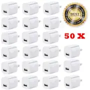 50 X White 1A USB Power Adapter AC Home Wall Charger US Plug FOR iPhone 5S 6 7 8