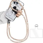 FloralGrace Neck Chain with Glitter Rhinestones, Phone Lanyard, Long Hanging Strap, Mobile Phone Rope, Anti-Drop Mobile Phone Chain, Mobile Phone Chain, Short Mobile Phone Pendant (Gold 68 cm)