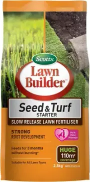 Scotts Lawn Builder Seed & Turf Slow Release Fertiliser 2.5kg 3 Months Feed Stro