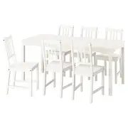 HAUGA / STEFAN table and 6 chairs, white/white, 168x74 cm