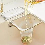 Sink Hanging Drain Basket Stainless Steel Corner Sink Strainer Basket Holder with 50 Pcs Filter Mesh Strainer Kitchen Sink Food Catcher for Kitchen Leftover
