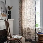 Panels Boho Windows Sheer Curtains Crochet Vintage Cotton Tassel Window Curtains Panels for Bedroom Living Room (Printing)