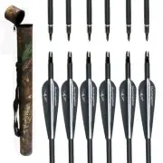 12pcs Archery 31'' Carbon Arrows Hunting & Camo Quiver for Compound Recurve Bow