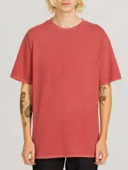 Volcom Men's Custom Basic Solid Short Sleeve Shirt - Burgundy - Large A4311907