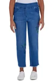 Alfred Dunner Indigo Daze Embroidered Ankle Pant Petite 87702ST