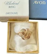 Vintage Avon 1975 Whirlwind Ring Sz Medium Gold Tone Bow Ribbon Tie Textured New