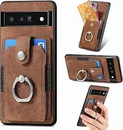 Compatible with Google Pixel 7 Magnetic Bracket Case,Compatible with Google Pixel 7 (PC+TPU+PU) 3 in 1 Card Slots Kickstand Phone Cover Brown