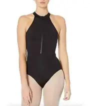 Bloch L108314 Womens Black Zip Front Halter Leotard Size Small