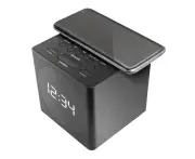 Liquid Ears 5W Dual Alarm/FM Radio Clock w/ Wireless USB Charger for Smartphones