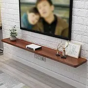 Floating TV Stand, Wooden Wall Mounted Under TV Shelf,Modern Floating TV Cabinet Console Shelf with Surface Storage Floating TV Stand,for Living Room Bedroom(Natural,60x23.5x2.5cm)