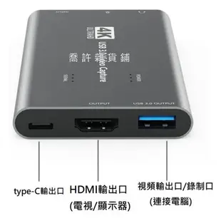 影像擷取盒 USB3.0轉HDMI 60HZ  擷取盒 迷你影像擷取卡 Switch PS4 採集卡 擷取卡