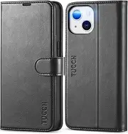 TUCCH Wallet Case for iPhone 13 (6.1") 2021 5G, PU Leather Magnetic Protective Flip Case Cover with [RFID Blocking] Credit Card Slot Viewing Stand[Shockproof TPU] Compatible with iPhone 13, Black